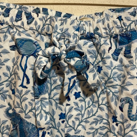 Printfresh Flamenco Shirt Shorts PJ Pajama Set Cotton Blue White Elephant XL - Picture 7 of 16